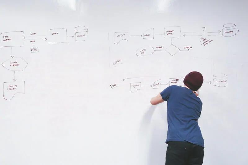 Canva-Person-in-Blue-Shirt-Wearing-Brown-Beanie-Writing-on-White-Dry Erase Board