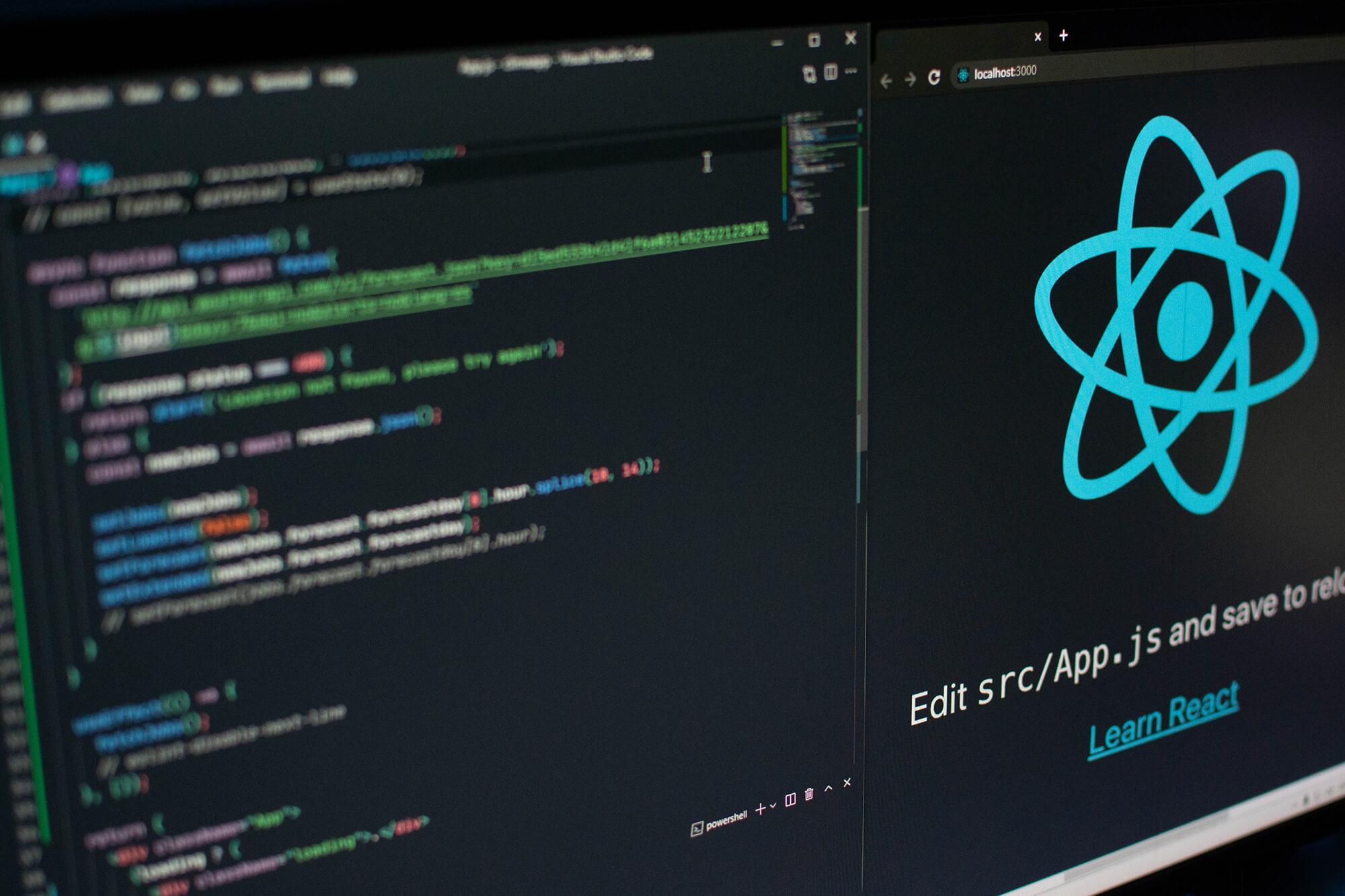 A computer screen with javascript code visible in a code editor