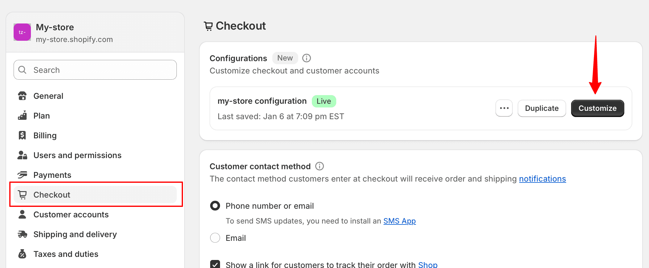 Customize checkout